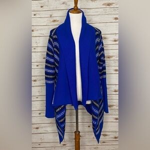 Yigal Azrouel blue Nordic cozycore Fair Isle open cardigan sweater Size Small